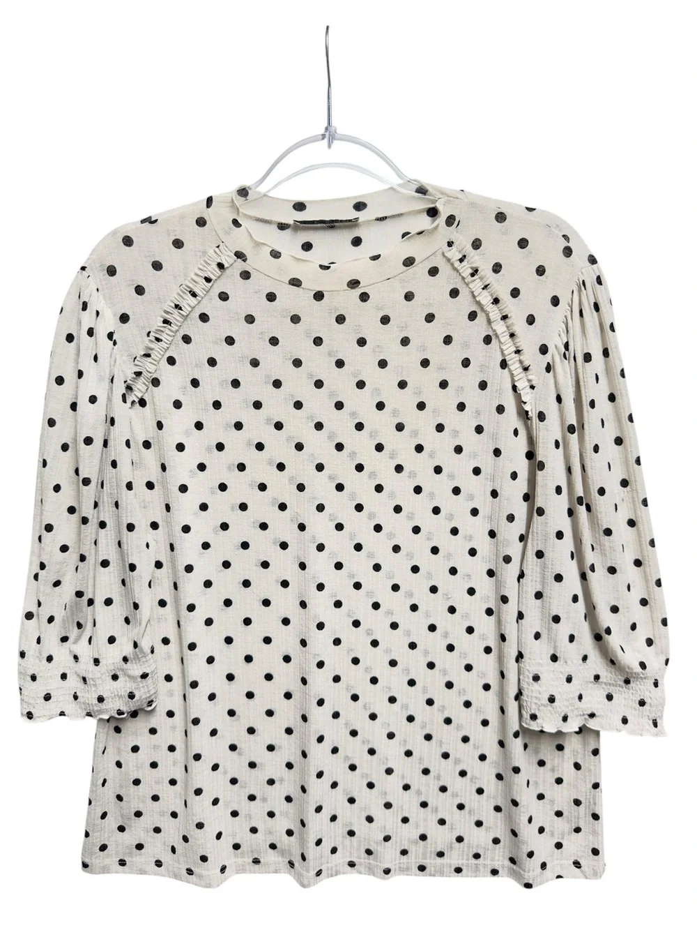 Gauzy Knit Polka Dot Blouse Top